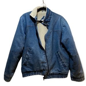 sergio valente vintage teddy fleece denim jacket